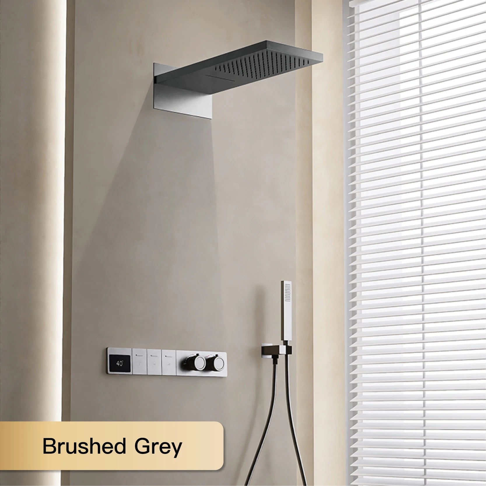 Luxury white brass shower system with digital display and dual control wall-mounted bath faucet by MC THE BLACK DIAMOND