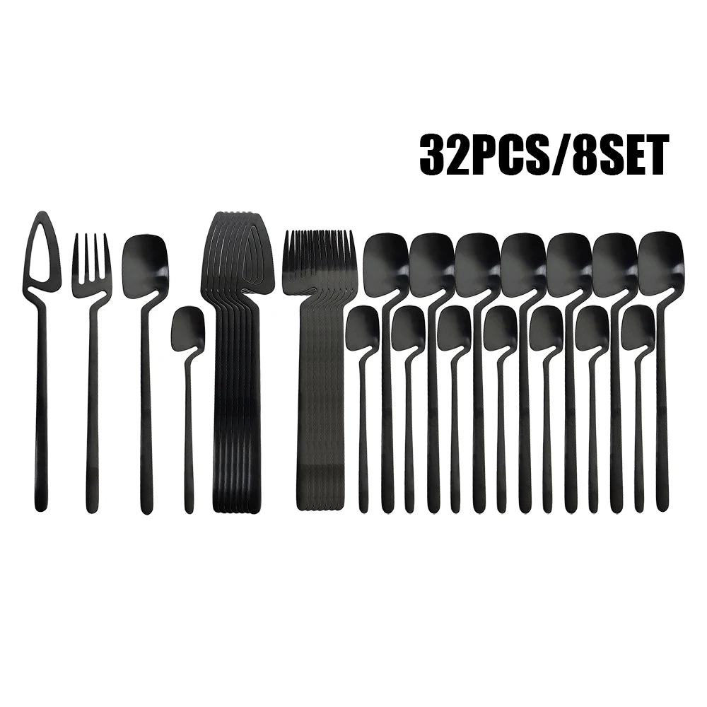 Black matte stainless steel cutlery set from 𝕄𝕔 𝕋𝕙𝕖 𝔹𝕝𝕒𝕔𝕜 𝔻𝕚𝕒𝕞𝕠𝕟
