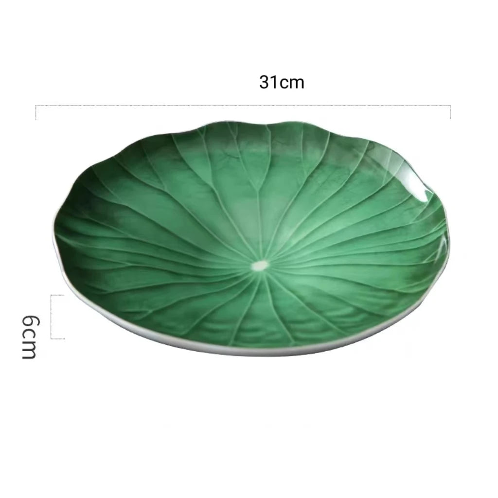 Unique Green Lotus Leaf Plate H