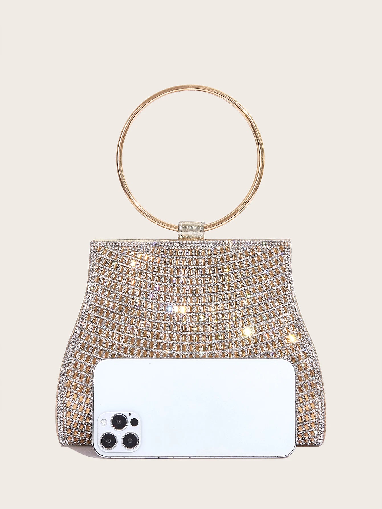 Women's MC THE BLACK DIAMOND evening handbag with rhinestones, diamond embellishments, and a stylish hand bag design.