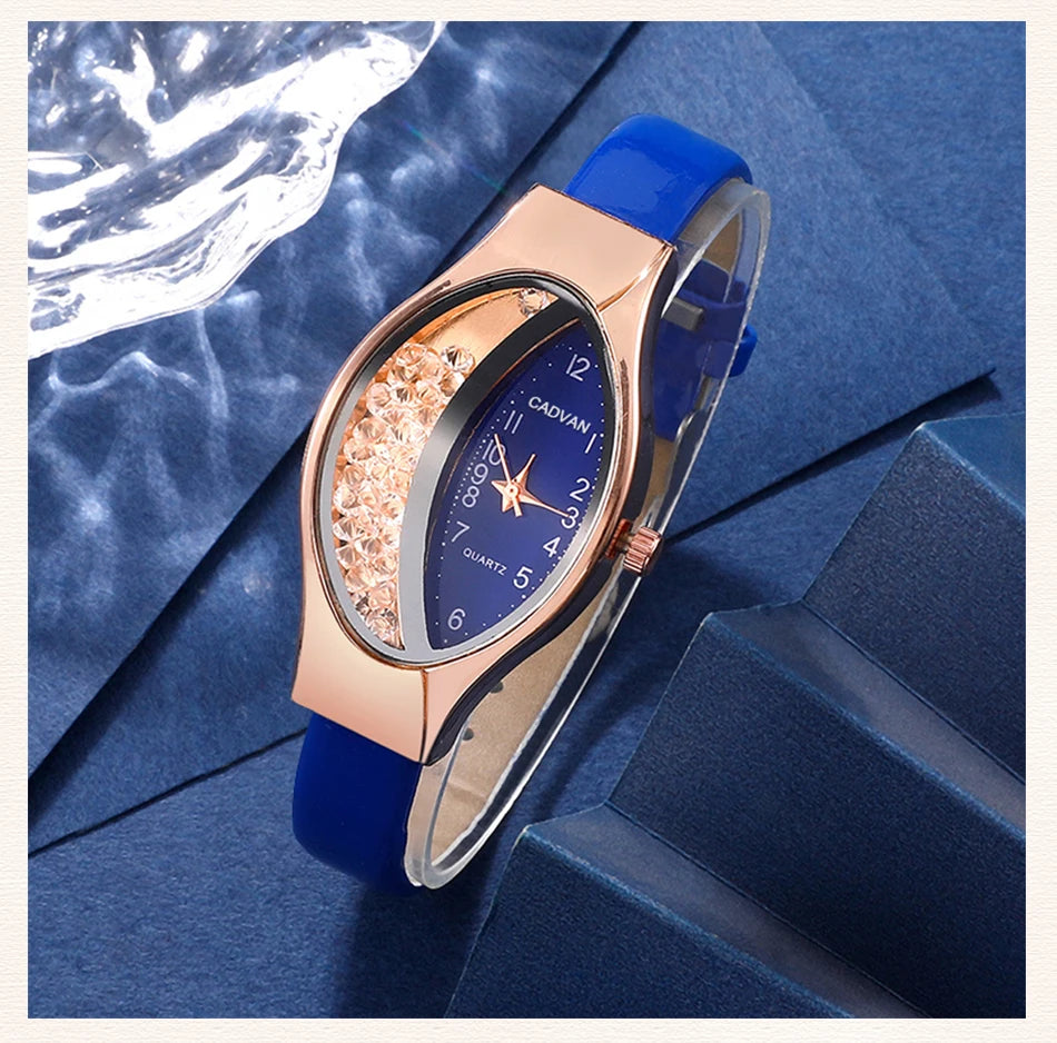 Six women’s fashion quartz watches with black diamond accents from MC The Black Diamonds, featuring stylish round watch faces.