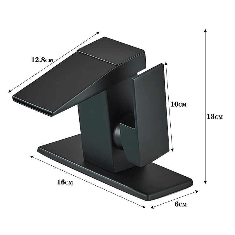 Smart digital display basin sink faucet with LED temperature indicator, waterfall spout, hot and cold water, bathroom deck mixer.
