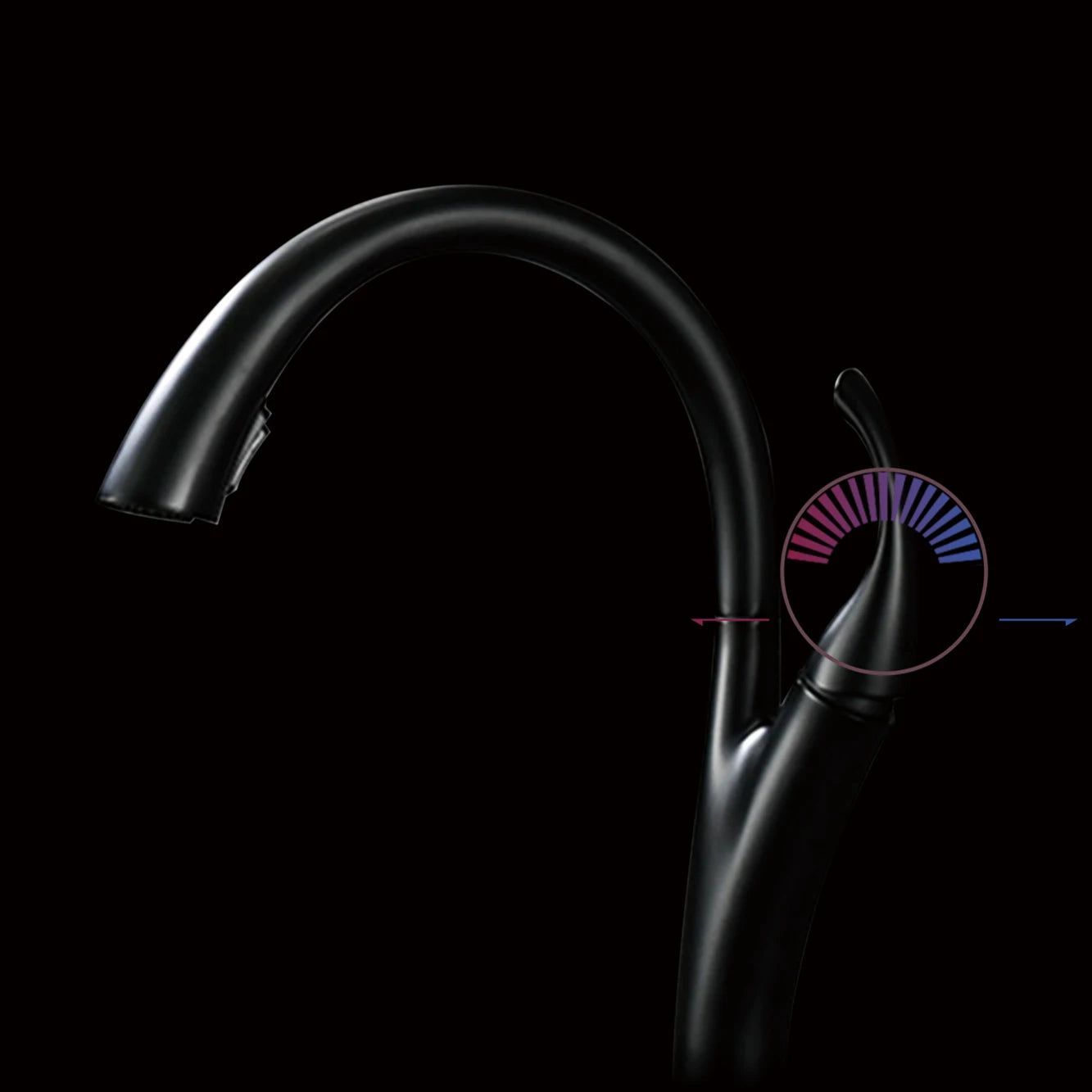 Modern black brass kitchen faucet by MC THE BLACK DIAMOND with single handle and pull-out spout for hot and cold water.