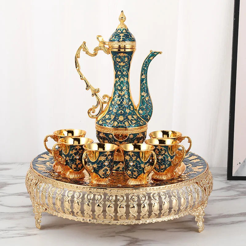 Elegant European wine set with metal wine jug and wine glasses by MC THE BLACK DIAMOND, perfect for kitchen or gift decoration