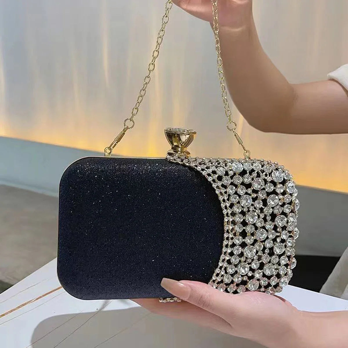 Hollow out fashion women evening hand bag with black diamond design by 𝕄𝕔 𝕋𝕙𝕖 𝔹𝕝𝕒𝕔𝕜 𝔻𝕚𝕒𝕞�