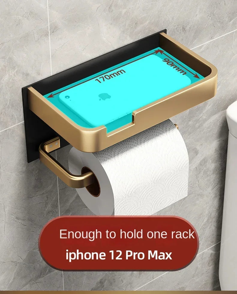 Black gold MC THE BLACK DIAMOND toilet paper holder mounted on bathroom wall with sleek modern design