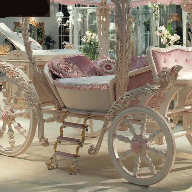 Pink Royal Craftsman No. 1 European solid wood princess bed carriage for girls, featuring a charming, customizable French-inspired design.