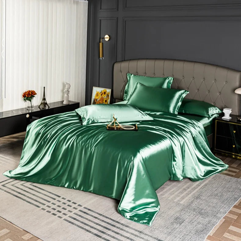 Black satin duvet cover from 𝕄𝕔 𝕋𝕙𝕖 𝔹𝕝𝕒𝕔𝕜 𝔻𝕚𝕒𝕞𝕠𝕟𝕕