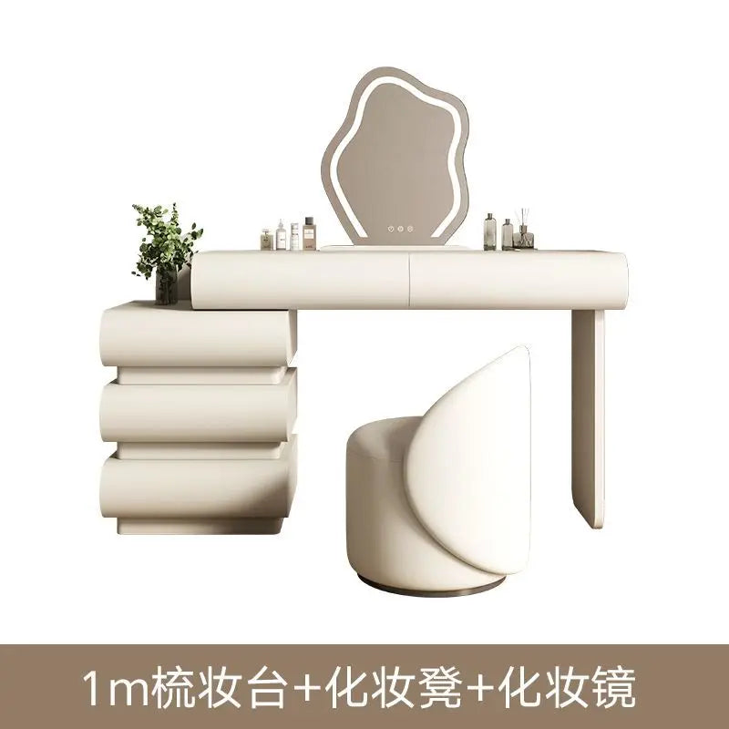 Mirror vanity table with drawers, makeup storage organizer, and dressing chair by 𝕄𝕮 𝕋𝕙𝕖 𝔹𝕝𝕒𝕔𝕜 𝔻𝕚𝕒𝕞