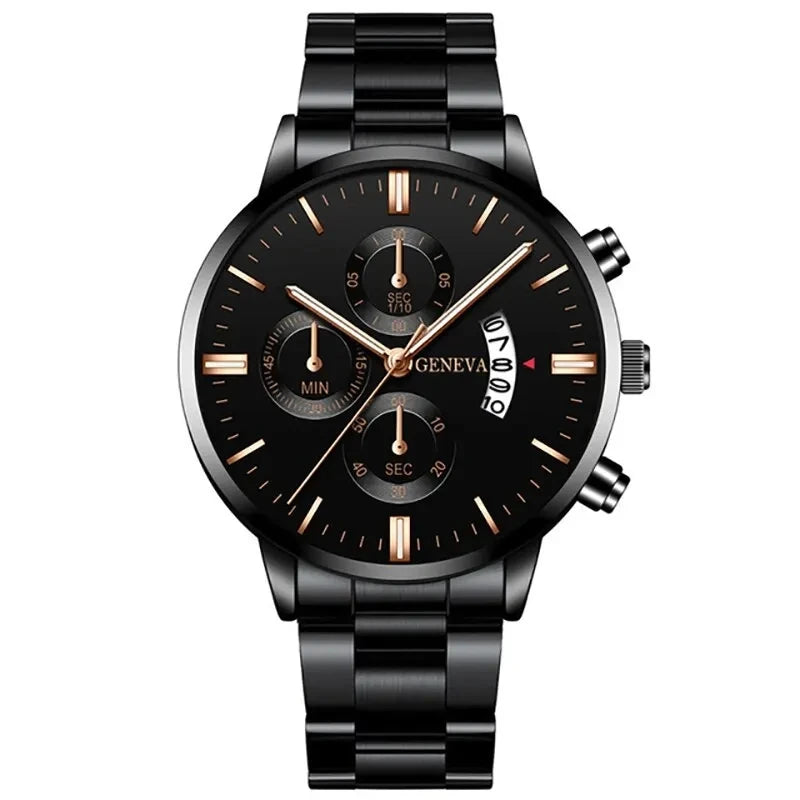 Luxury men's stainless steel quartz wristwatch with calendar display from 𝕄𝕔 𝕋𝕙𝕖 𝔹𝕝𝕒𝕔𝕜 𝔻𝕚𝕒𝕞𝕠