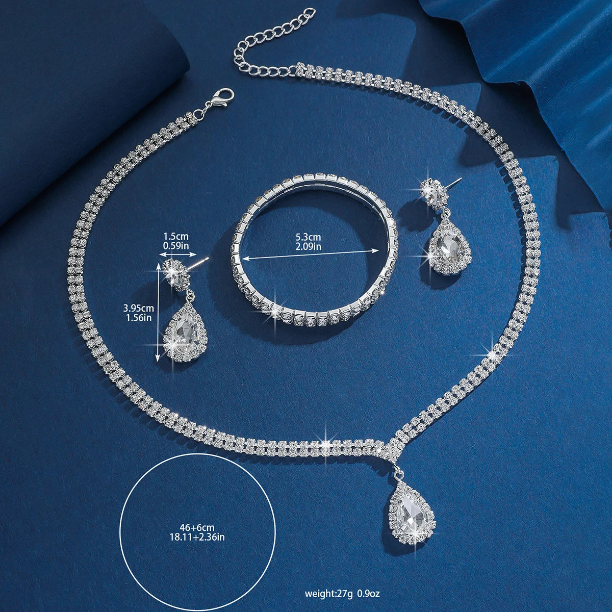 Wedding Season women's jewelry set with copper claw chain water drop necklace, earrings, and bracelet from 𝕄𝕔 𝕋𝕙𝕖 𝔹𝕝𝕒𝕔𝕜 𝔻𝕚�