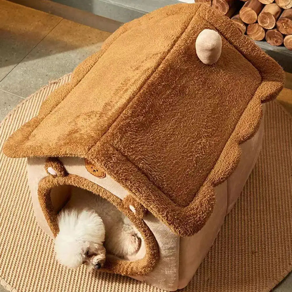 MC THE BLACK DIAMOND thickened pet winter house cat and doghouse with window bed, cozy and warm for pets during cold weather