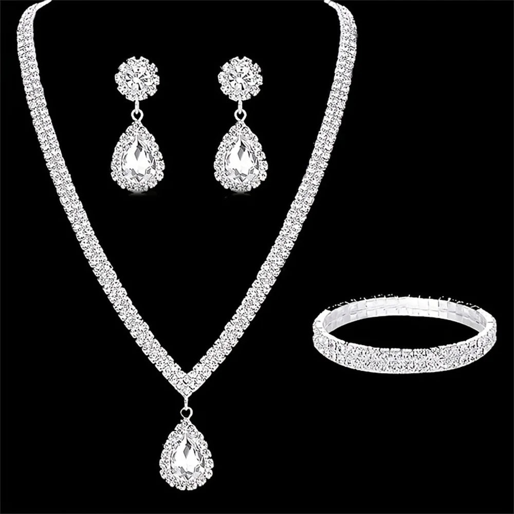 Wedding Season women's jewelry set including copper claw chain water drop necklace, earrings, and bracelet from 𝕄𝕔 𝕋𝕙𝕖 𝔹𝕝𝕒𝕔𝕜 𝔻𝕚�